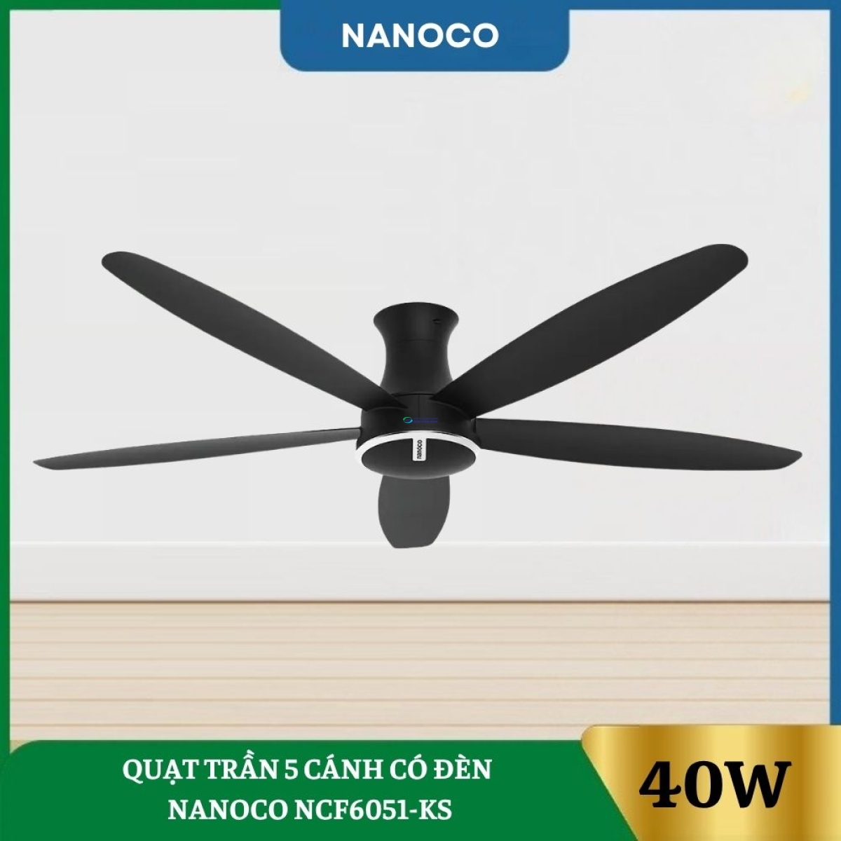 Quạt Trần 5 Cánh Có Đèn Nanoco NCF6051-KS