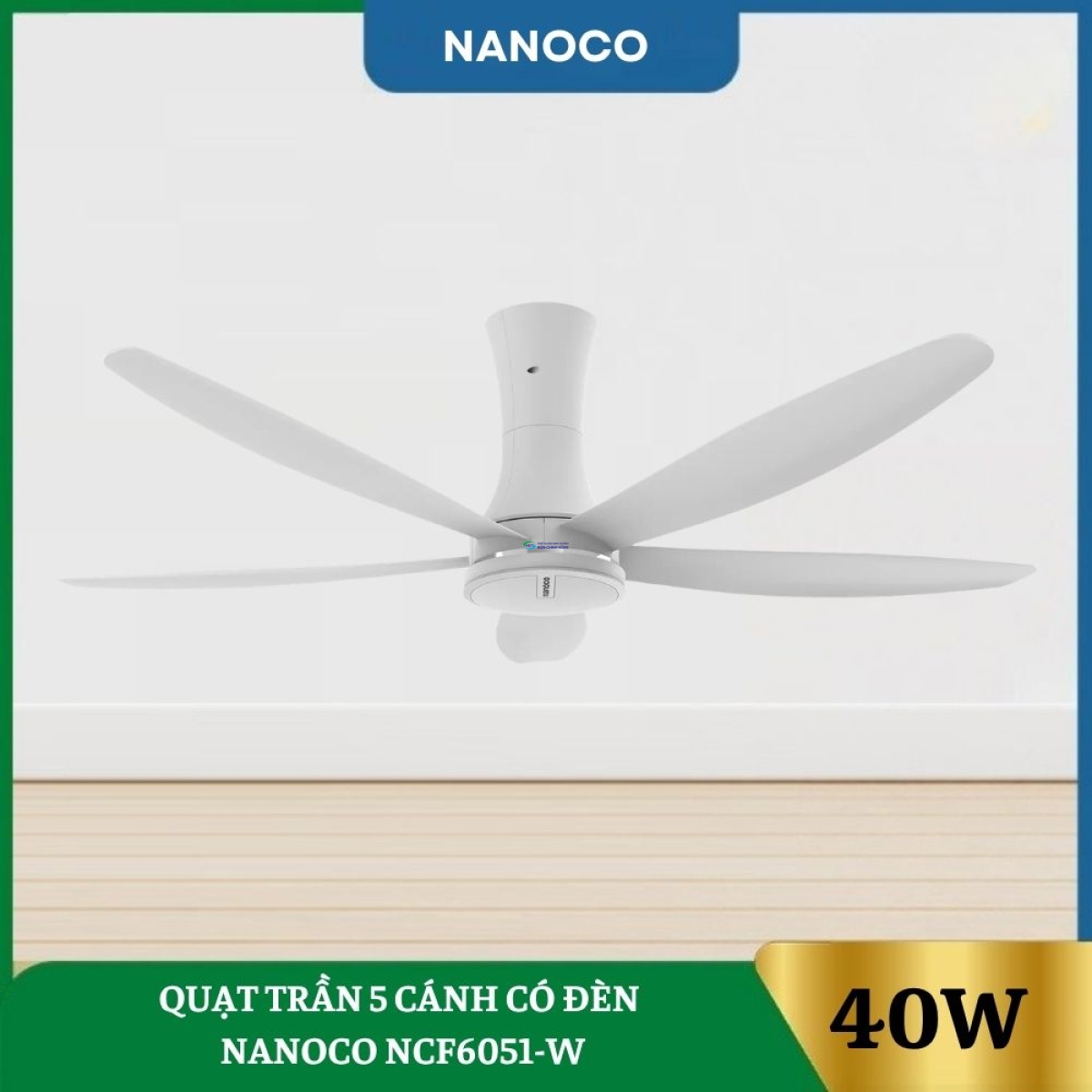 Quạt Trần 5 Cánh Có Đèn Nanoco NCF6051-W