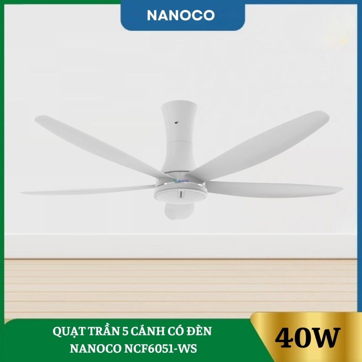Quạt Trần 5 Cánh Có Đèn Nanoco NCF6051-WS