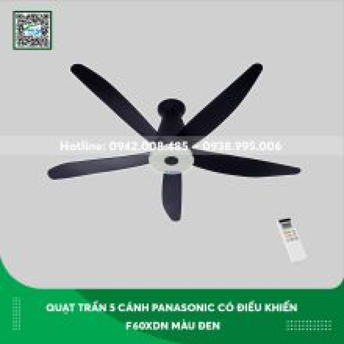 Quạt trần Panasonic 5 cánh có điều khiển F60XDN màu đen