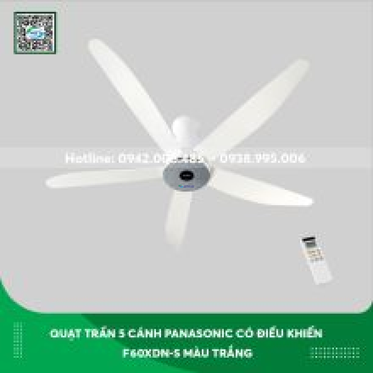 Quạt trần Panasonic 5 cánh có điều khiển F60XDN-W màu trắng