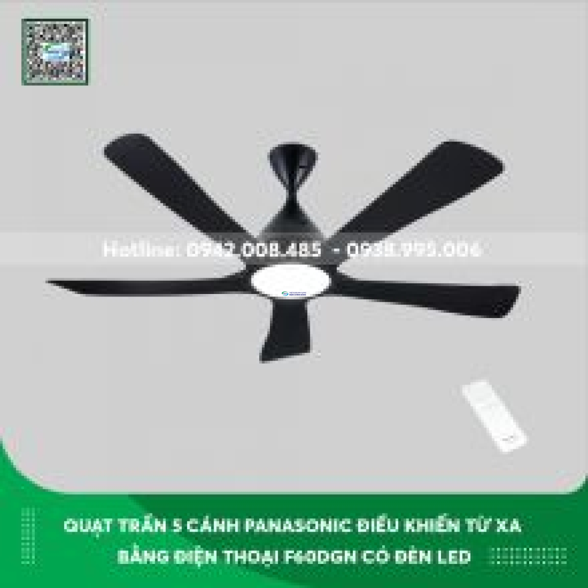 Quạt trần Panasonic 5 cánh điều khiển từ xa bằng điện thoại F60DGN có đèn led