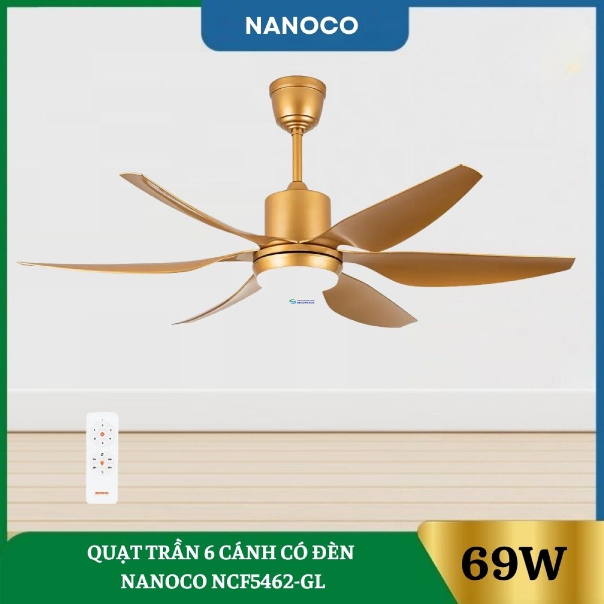 Quạt Trần 6 Cánh Có Đèn Nanoco NCF5462-GL