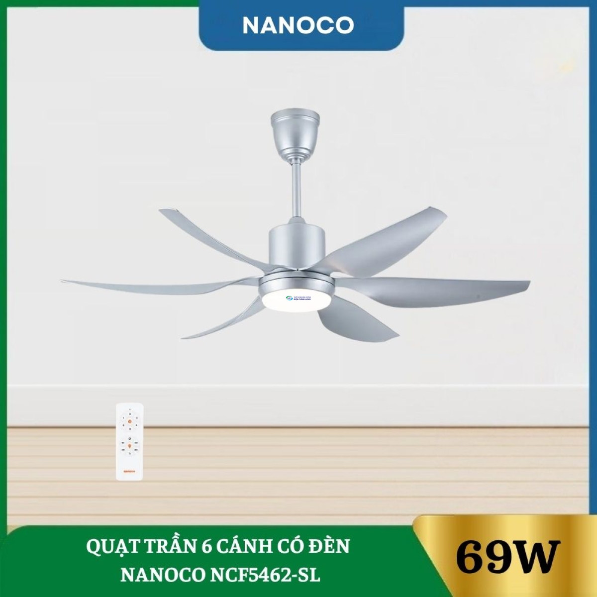 Quạt Trần 6 Cánh Có Đèn Nanoco NCF5462-SL