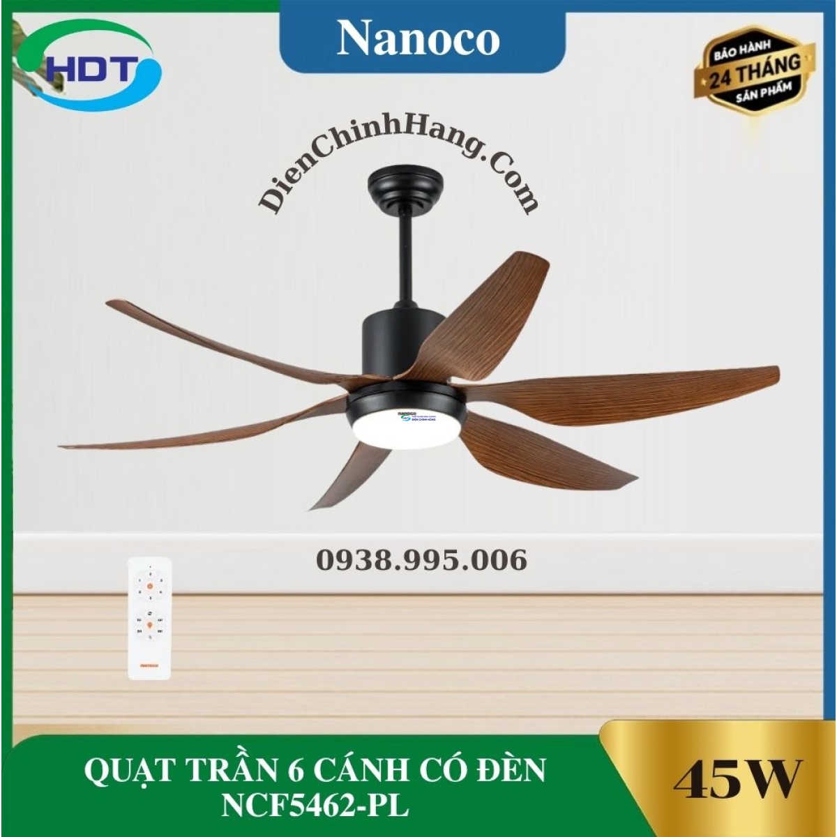 QUẠT TRẦN 6 CÁNH CÓ ĐÈN NCF5462-PL