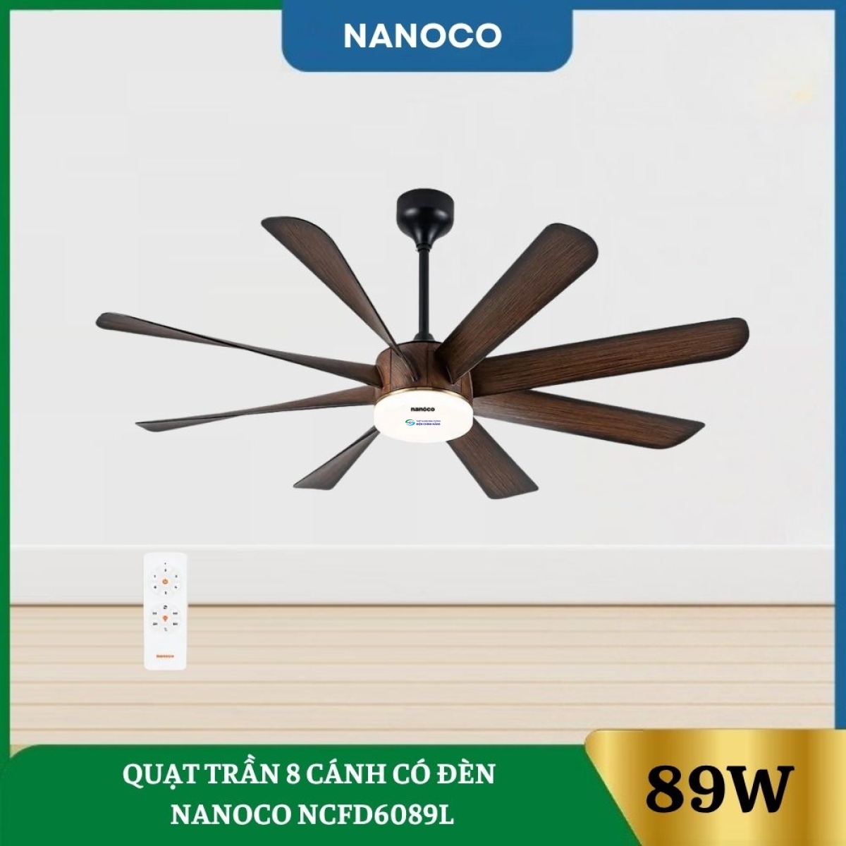 Quạt Trần 8 Cánh Có Đèn Nanoco NCFD6089L