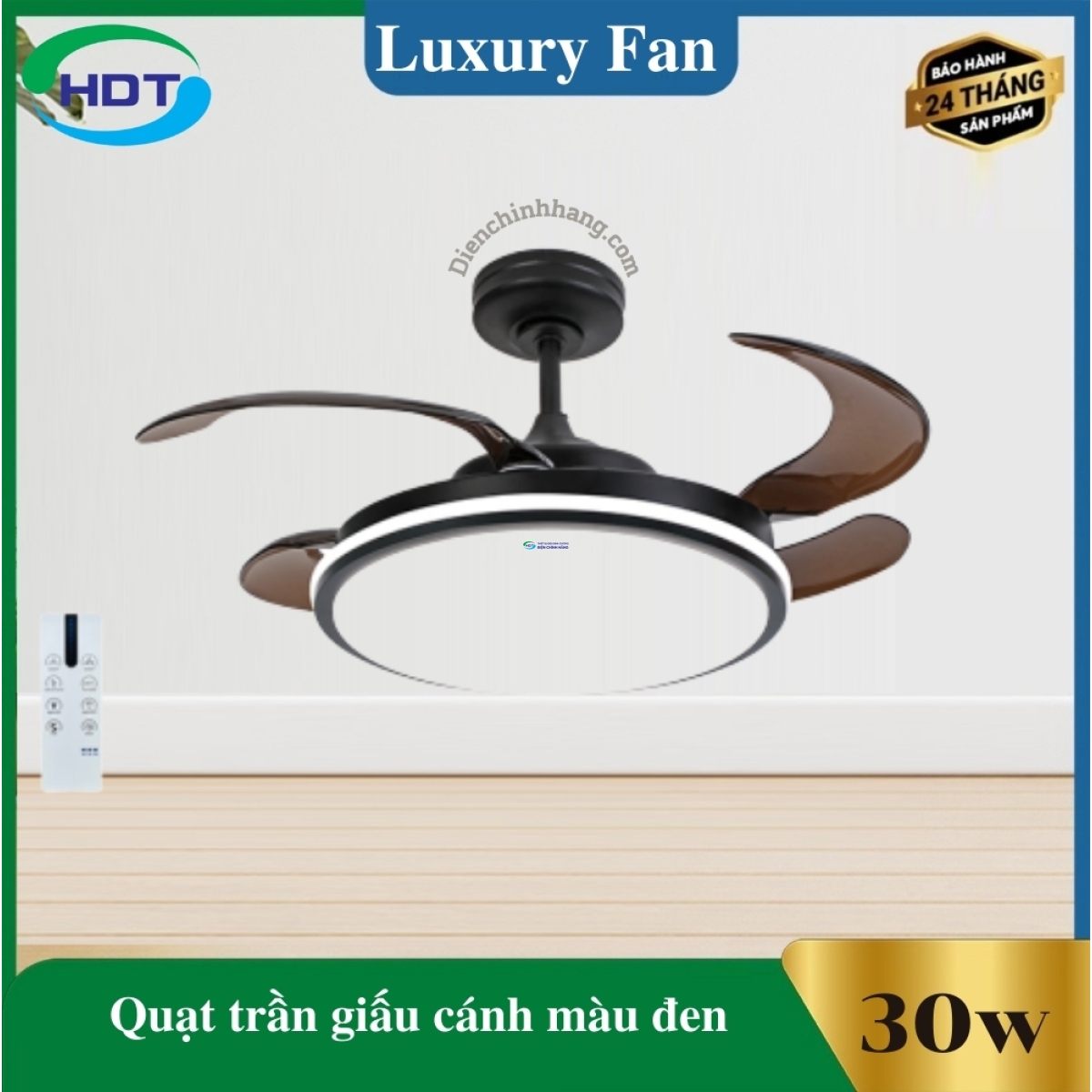  Quạt Trần Giấu Cánh Màu Đen