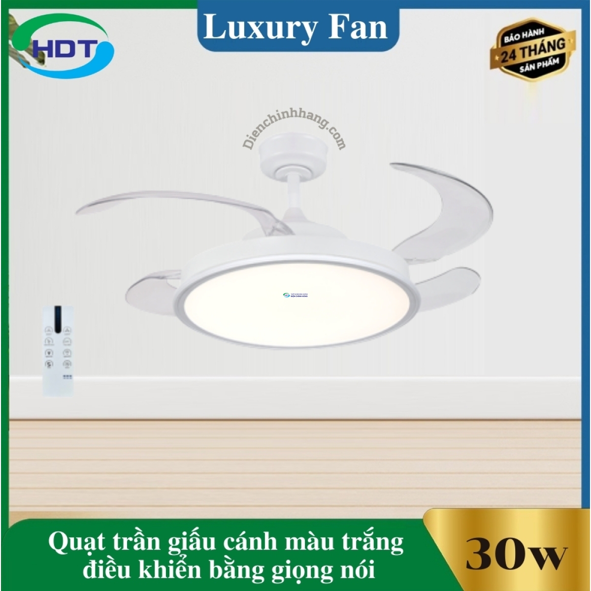 Quạt Trần Giấu Cánh Màu Trắng