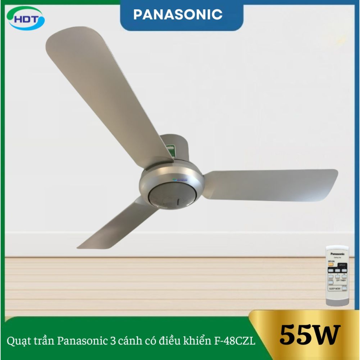 Quạt Trần Panasonic 3 Cánh Có Điều Khiển F-48CZL