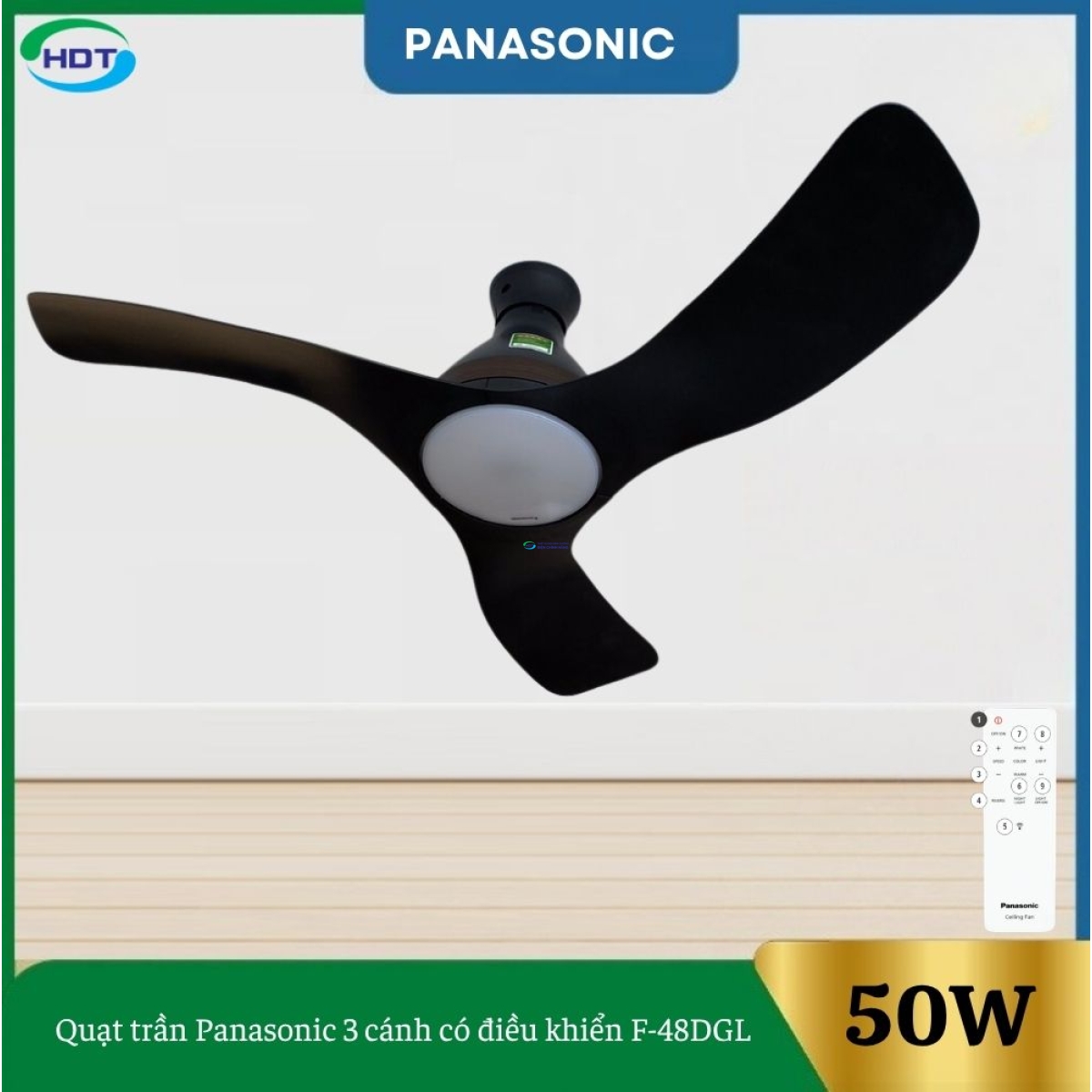 Quạt trần panasonic 3 cánh có điều khiển F-48CZL