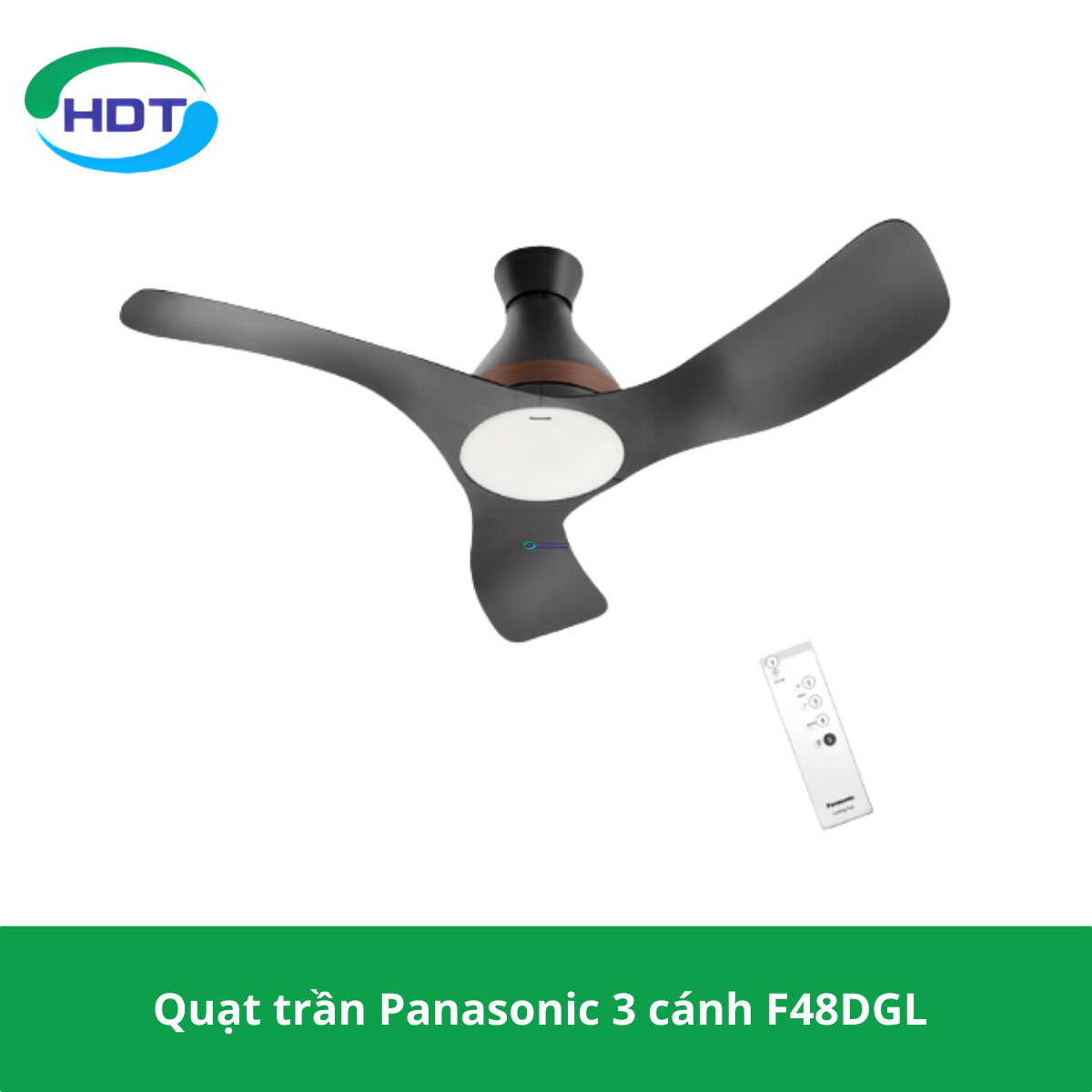 Quạt trần Panasonic 3 cánh F48DGL điều khiển từ xa bằng điện thoại và có đèn led