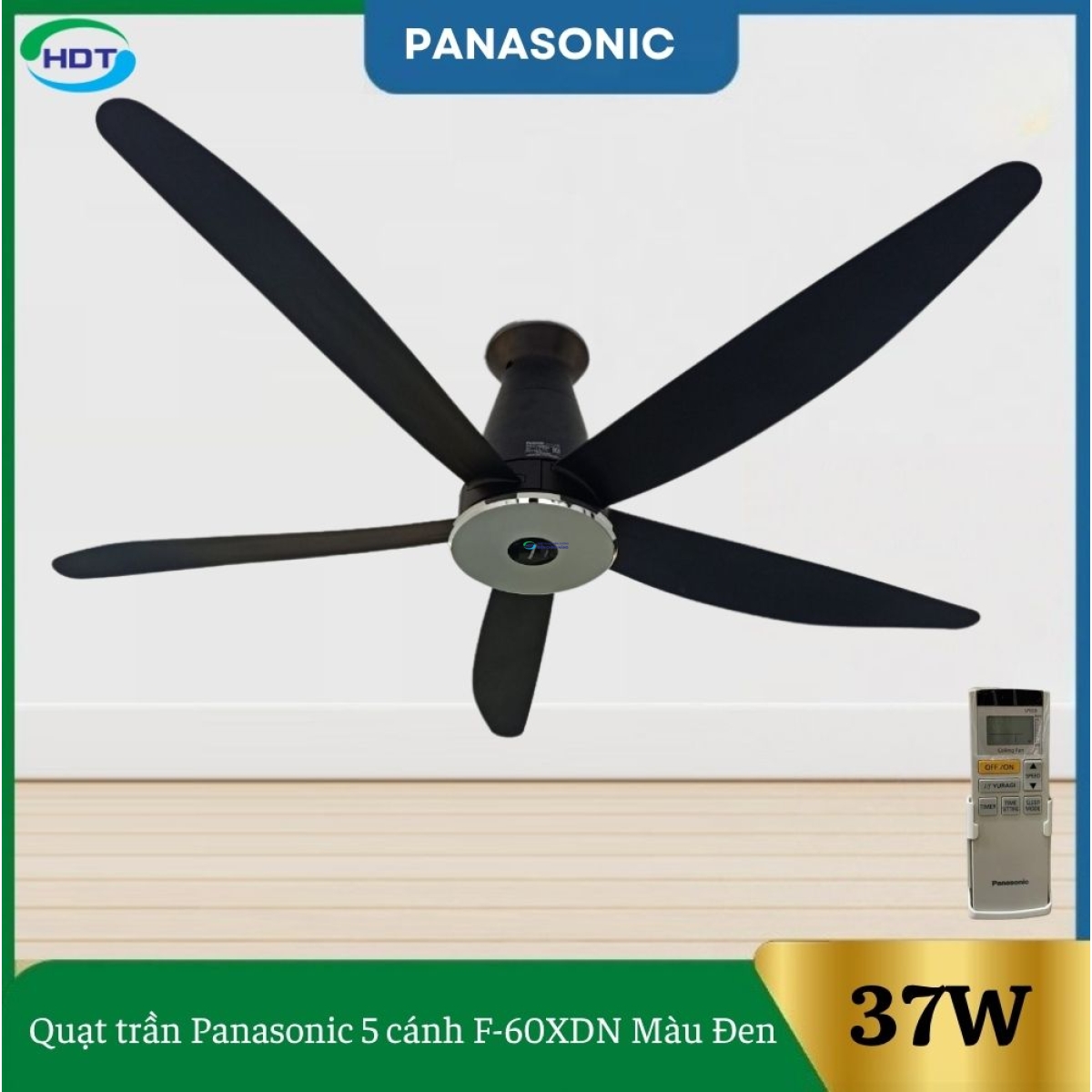 Quạt Trần Panasonic 5 Cánh Màu Đen F-60XDN