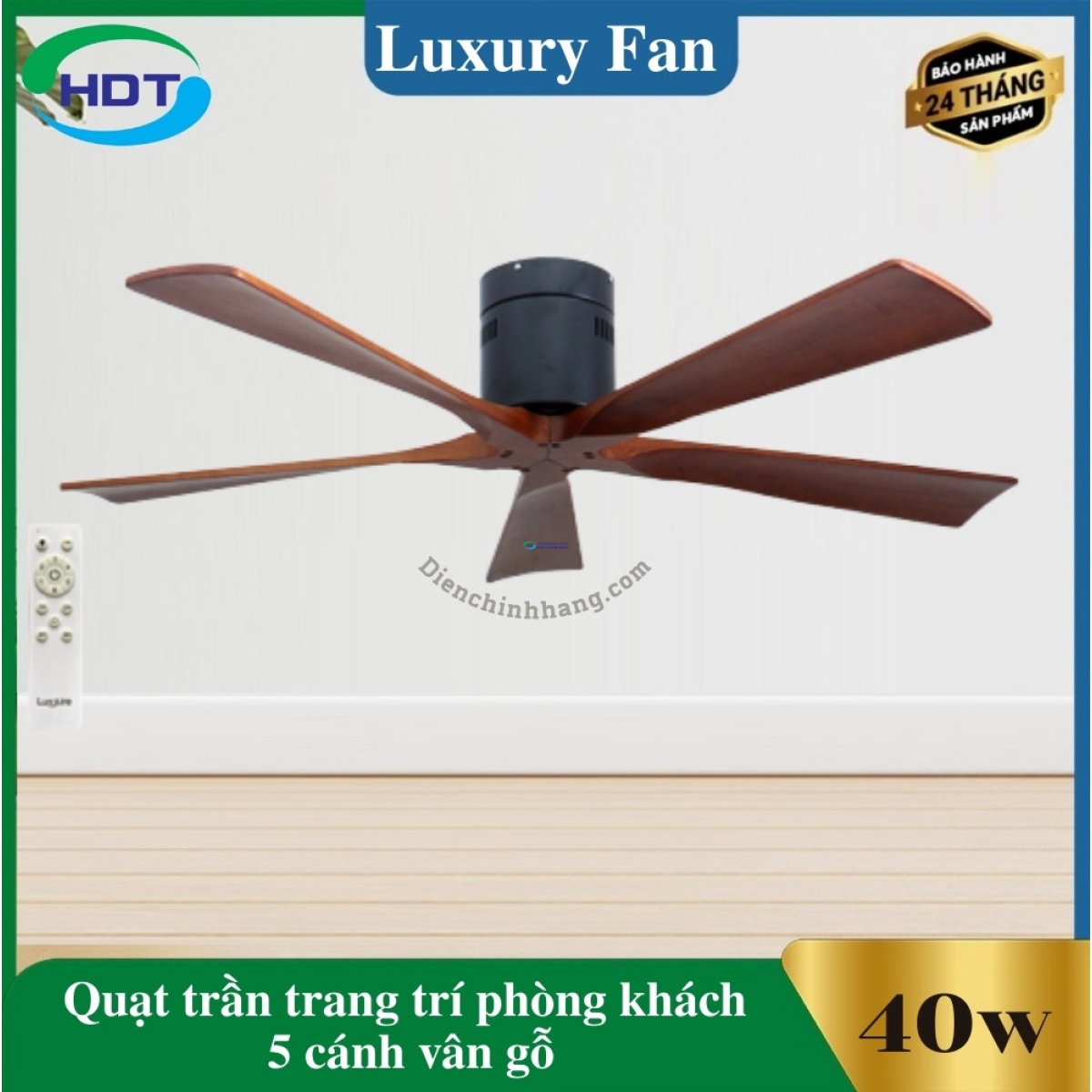 Quạt Trần Trang Trí Phòng Khách 5 cánh Luxaire Ritter Hugger V
