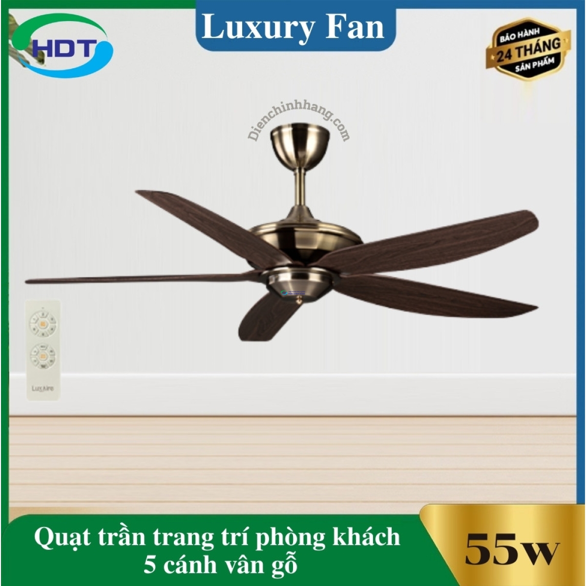 Quạt Trần Trang Trí Phòng Khách 5 cánh Luxaire Strong II