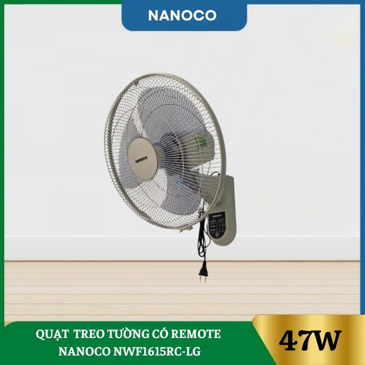 Quạt Treo Tường Có Remote Nanoco NWF1615RC-LG