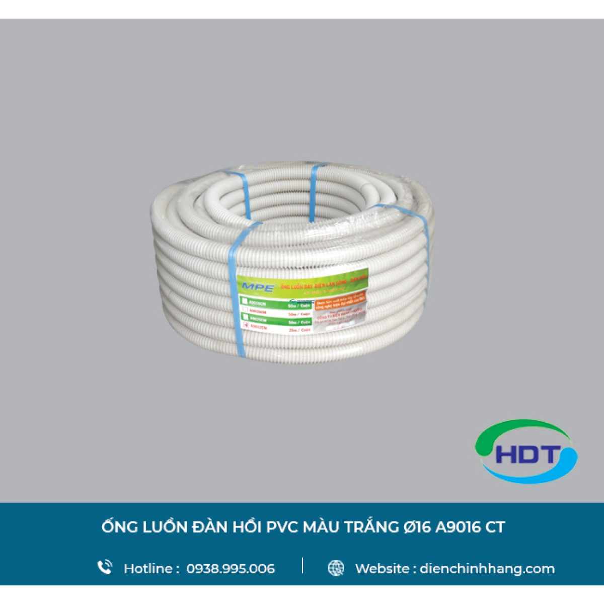 RUỘT GÀ PVC MÀU TRẮNG Ø16 MPE A9016 CT