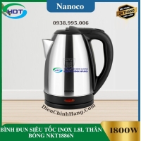 BÌNH ĐUN SIÊU TỐC INOX 1.8L THÂN BÓNG NKT1886N