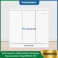 Bộ 3 Công Tắc 1 Chiều Vuông Có Dạ Quang Panasonic Màu Trắng WMF515-1VN