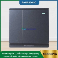 Bộ 3 Công Tắc 1 Chiều Vuông Có Dạ Quang Panasonic Màu Xám WMF515MYH-VN
