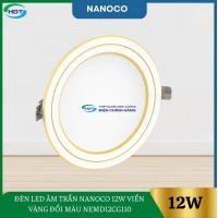 Đèn Led Âm Trần Nanoco 12W Viền Vàng Đổi Màu NEMD12CG110
