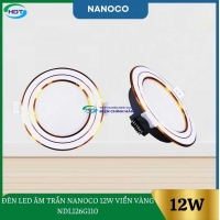 Đèn Led Âm Trần Nanoco 12W Viền Vàng NDL126G110