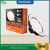 Đèn Led Âm Trần Nanoco 9W Viền Vàng Đổi Màu NDL09CG90