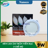 Đèn LED âm trần siêu mỏng Nanoco viền bạc đổi màu 9W NSD09CS110