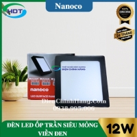 Đèn Led ốp trần nổi siêu mỏng vuông viền đen 12W Nanoco NPL123SB/ NPL124SB/ NPL126SB