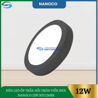Đèn Led Ốp Trần Nổi Tròn Viền Đen Nanoco 12W NPL126RB