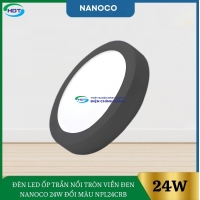 Đèn Led Ốp Trần Nổi Tròn Viền Đen Nanoco 24W Đổi Màu NPL24CRB