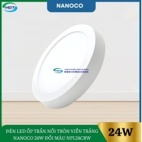 Đèn Led Ốp Trần Nổi Tròn Viền Trắng Nanoco 24W Đổi Màu NPL24CRW