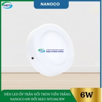 Đèn Led Ốp Trần Nổi Tròn Viền Trắng Nanoco 6W Đổi Màu NPL06CRW