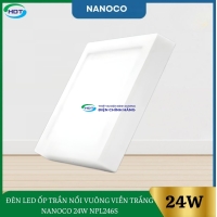 Đèn Led Ốp Trần Nổi Vuông Viền Trắng Nanoco 24W NPL246S