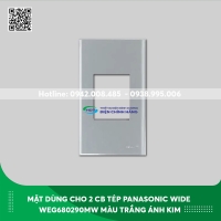 Mặt dùng cho 2 Cb tép Panasonic dòng Wide WEG680290MW màu trắng ánh kim