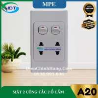 Ổ cắm đôi 2 chấu 16A + 2 lỗ MPE A20US2XXN
