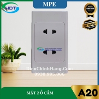 Ổ cắm đôi 2 chấu đế liền 16A MPE A20US2N