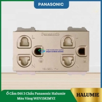 Ổ Cắm Đôi 3 Chấu Panasonic Halumie Màu Vàng WEV1582MYZ
