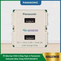 Ổ Cắm Sạc USB 2 Cổng Type A Panasonic Halumie Màu Vàng WEF11821MYZ