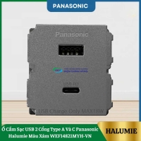 Ổ Cắm Sạc USB 2 Cổng Type A Và C Panasonic Halumie Màu Xám WEF14821MYH-VN