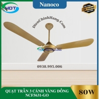 QUẠT TRẦN 3 CÁNH VÀNG ĐỒNG NCF5631-GO