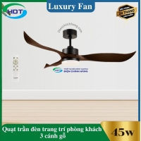 Quạt Trần Đèn Trang Trí Phòng Khách 3 cánh Trắng Luxaire Curve