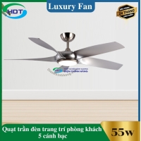 Quạt Trần Đèn Trang Trí Phòng Khách 5 cánh bạc Luxaire Melody II