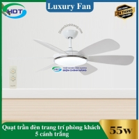 Quạt Trần Đèn Trang Trí Phòng Khách 5 cánh trắng Luxaire Daisy