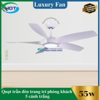 Quạt Trần Đèn Trang Trí Phòng Khách 5 cánh trắng Luxaire Melody II