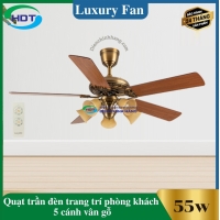Quạt Trần Đèn Trang Trí Phòng Khách 5 cánh cổ điển