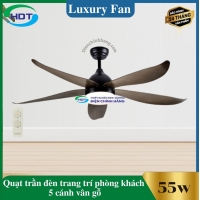 Quạt Trần Đèn Trang Trí Phòng Khách 5 cánh gỗ Luxaire Sunny
