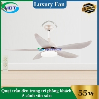 Quạt Trần Đèn Trang Trí Phòng Khách 5 cánh xám trắng Luxaire Sunny