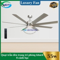 Quạt Trần Đèn Trang Trí Phòng Khách 8 cánh bạc Luxaire X8
