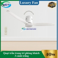 Quạt Trần Trang Trí Phòng Khách 3 Cánh Trắng Ritter Hugger