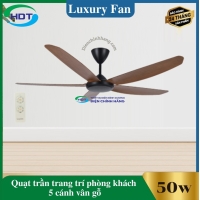 Quạt Trần Trang Trí Phòng Khách 5 cánh gỗ Luxaire Simple